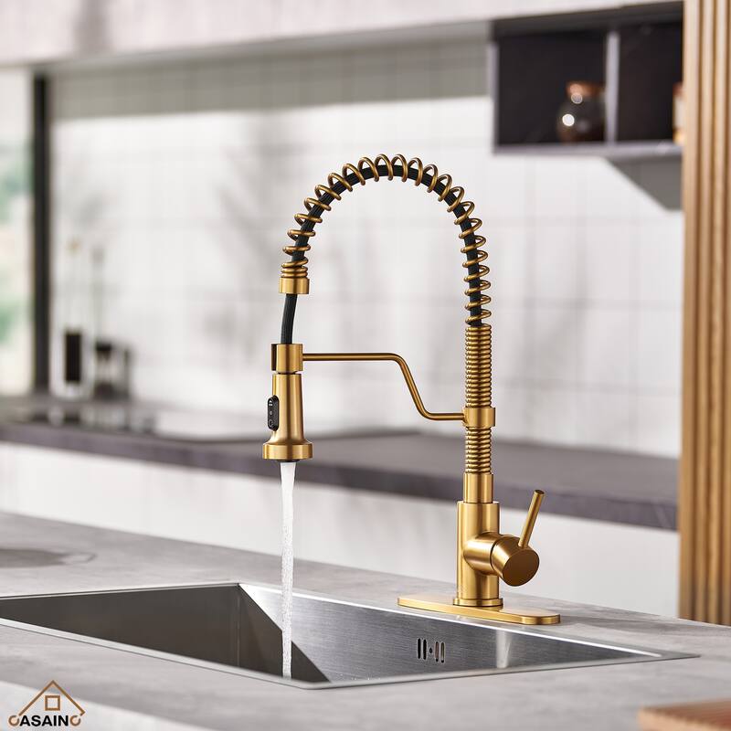 Single Handle Pull-Down Sprayer Kitchen Faucet - Orange