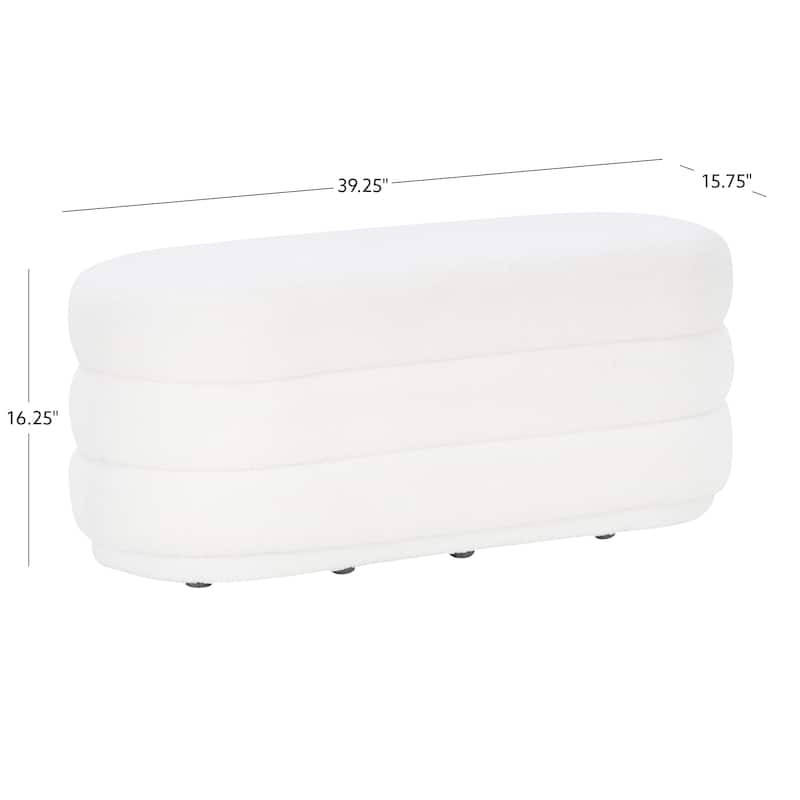 Halley White Oblong Sherpa Ottoman