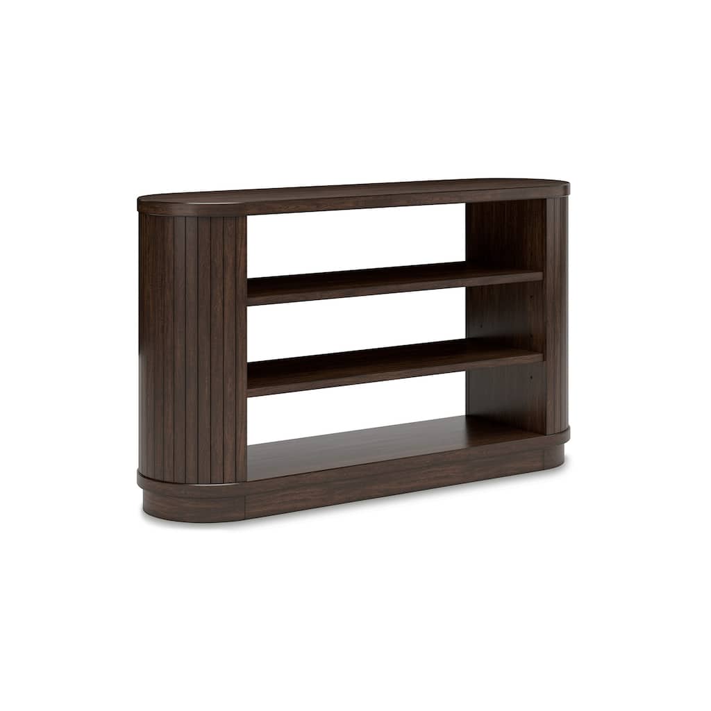 Jeno TV Media Credenza Cabinet, 2 Shelves, Ribbed Brown Wood 58 Inch