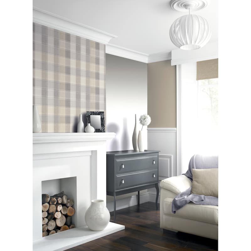 Arthouse Geraldine Grey Plaid Wallpaper