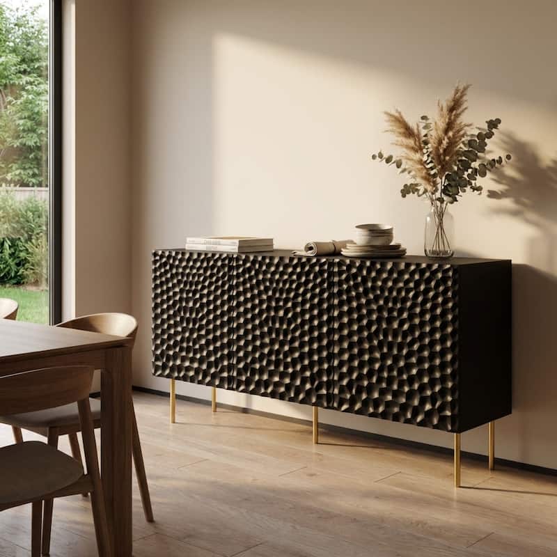 Meble Furniture Hole 3D Sideboard Buffet Credenza 59.8W x 16.7D x 29.3H Modern European
