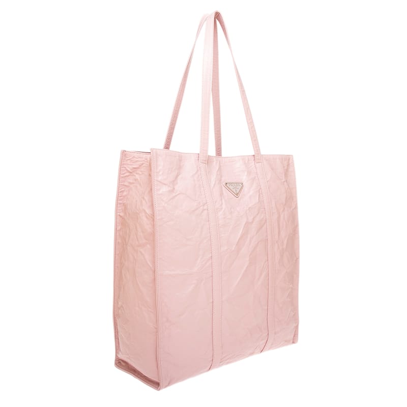 Prada Crinkled Leather Tote Bag