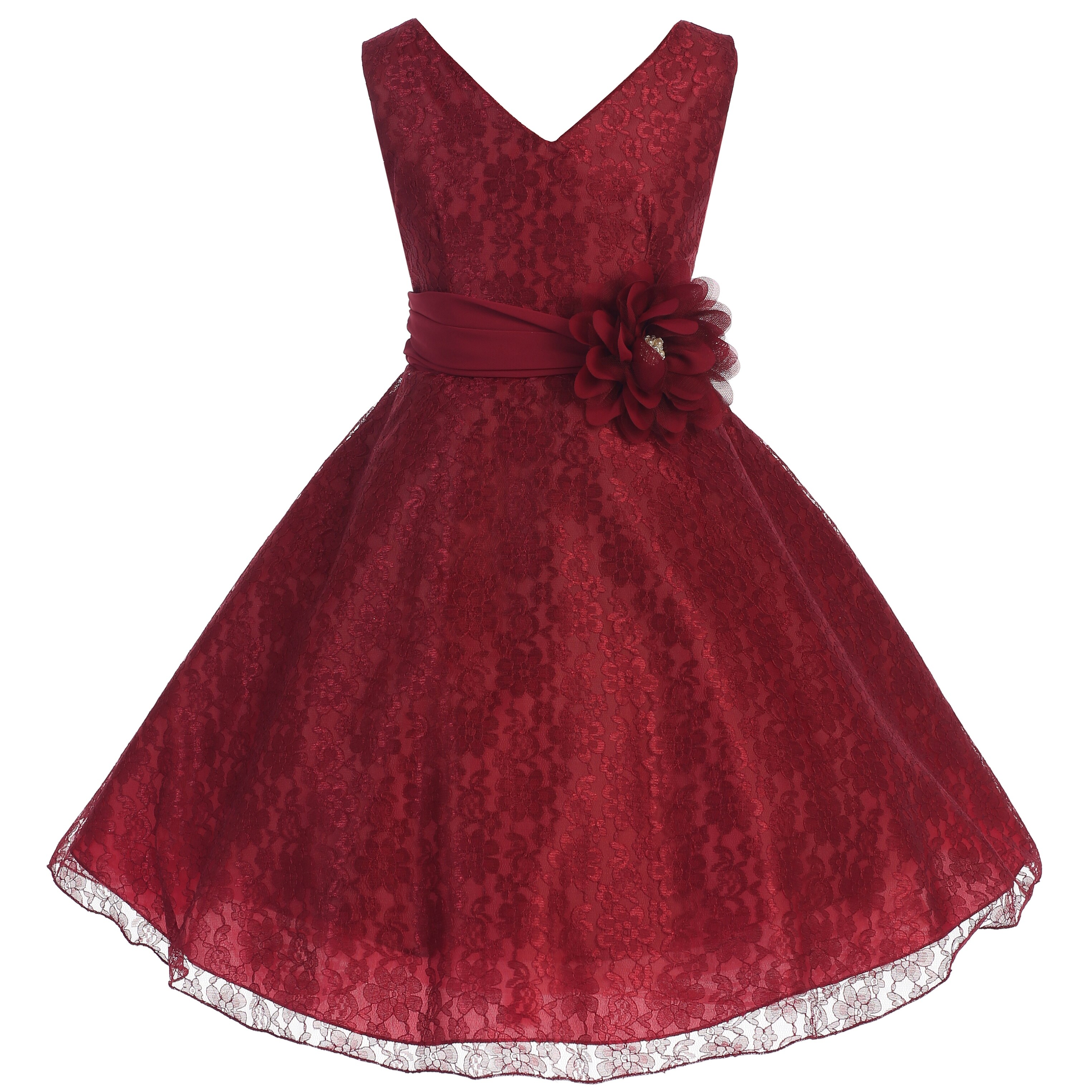 Shop Flower Girl Dress V Neck Overlay Chiffon Belt Flower