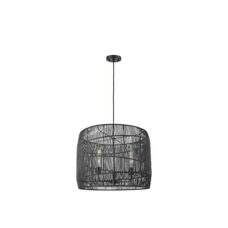 Innovations Lighting Elwood - 3 Light 24" Cord Hung Pendant - Matte Black Finish - Matte Black Shade - Matte Black