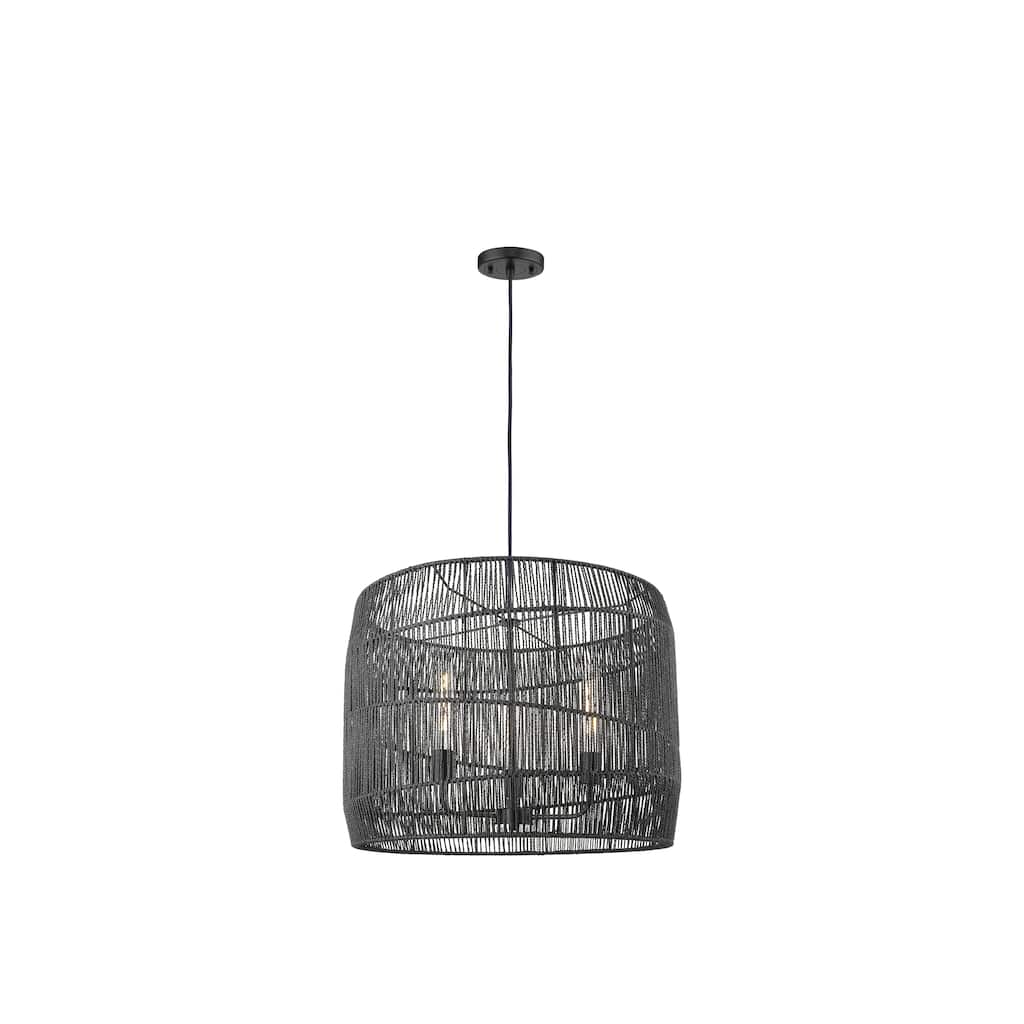 Innovations Lighting Elwood - 3 Light 24" Cord Hung Pendant - Matte Black Finish - Matte Black Shade