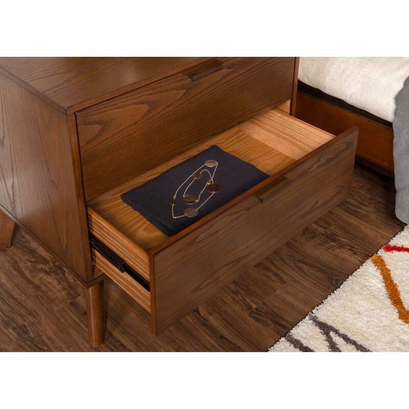 Carter Wooden 2-Drawer Mid Century Nightstand
