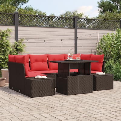 vidaXL 7 Piece Garden Sofa Set with Cushions - 91.7×60.6×27.2