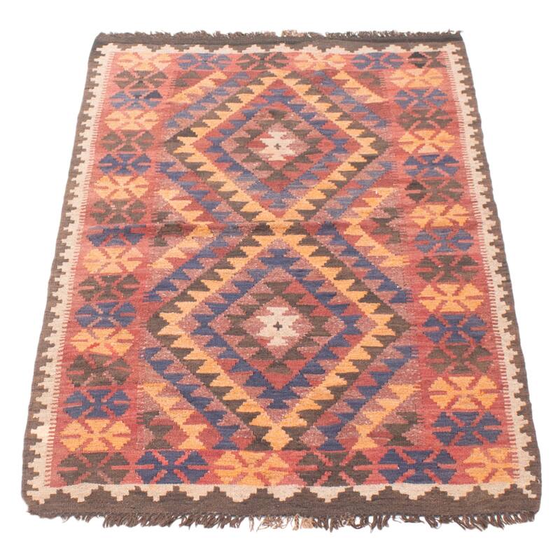 ECARPETGALLERY Flat-Weave Shirvan Brown Wool Kilim - 3'2 x 5'3