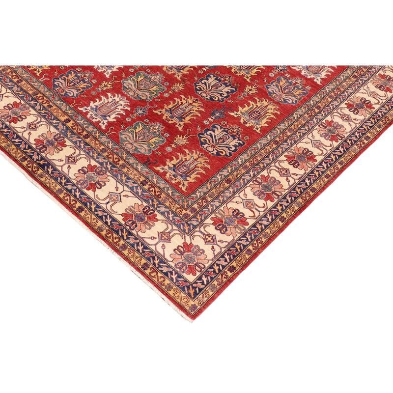 Southwestern Super Kazak Selene Red/Beige Hand Knotted Wool Rug - 10'1'' x 14'0''