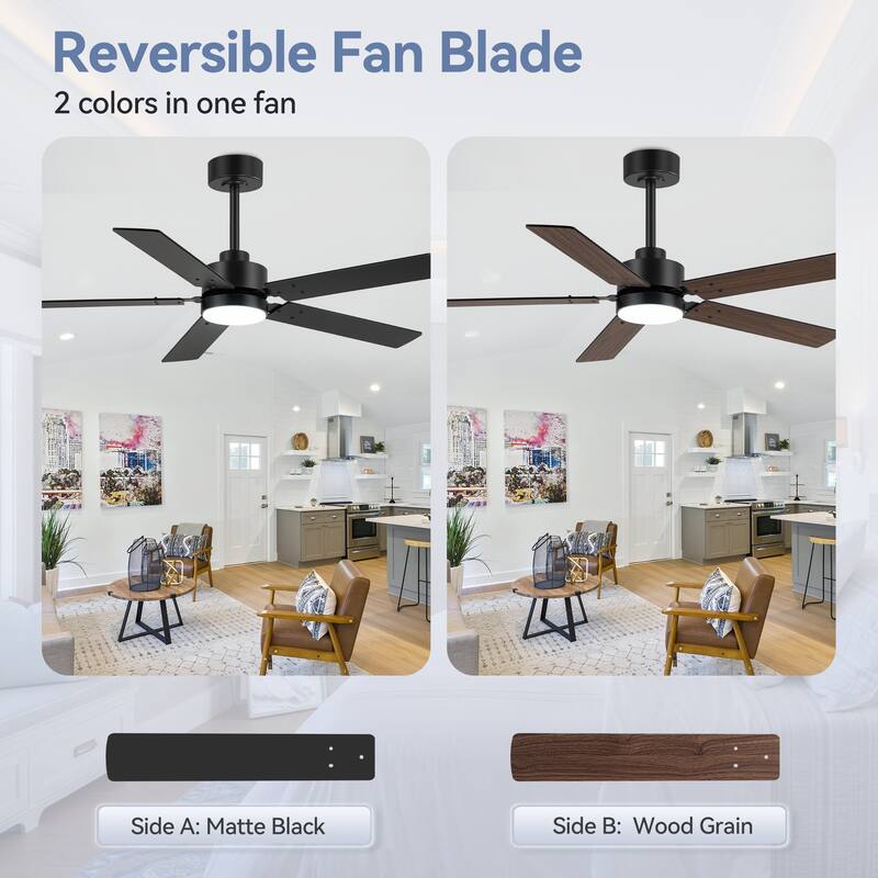 42/48/52/56/62-IN LED Ceiling Fan with Light Kit and Remote(5/7-Blade)