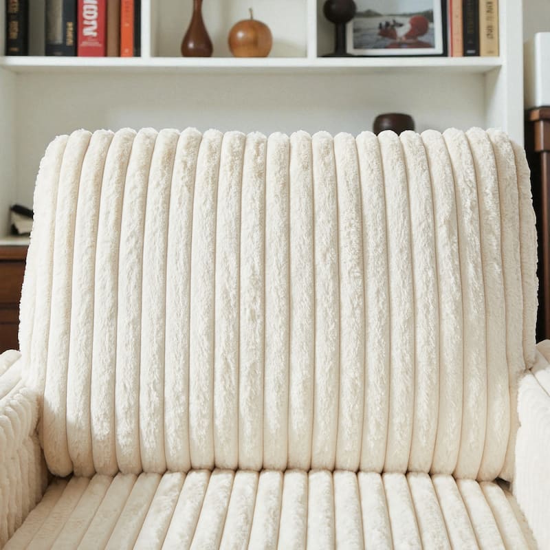 42.5" Corduroy Single Recliner Chair with Cup Holder, Storage Footrest, Armrest Storage and Backrest Pillow