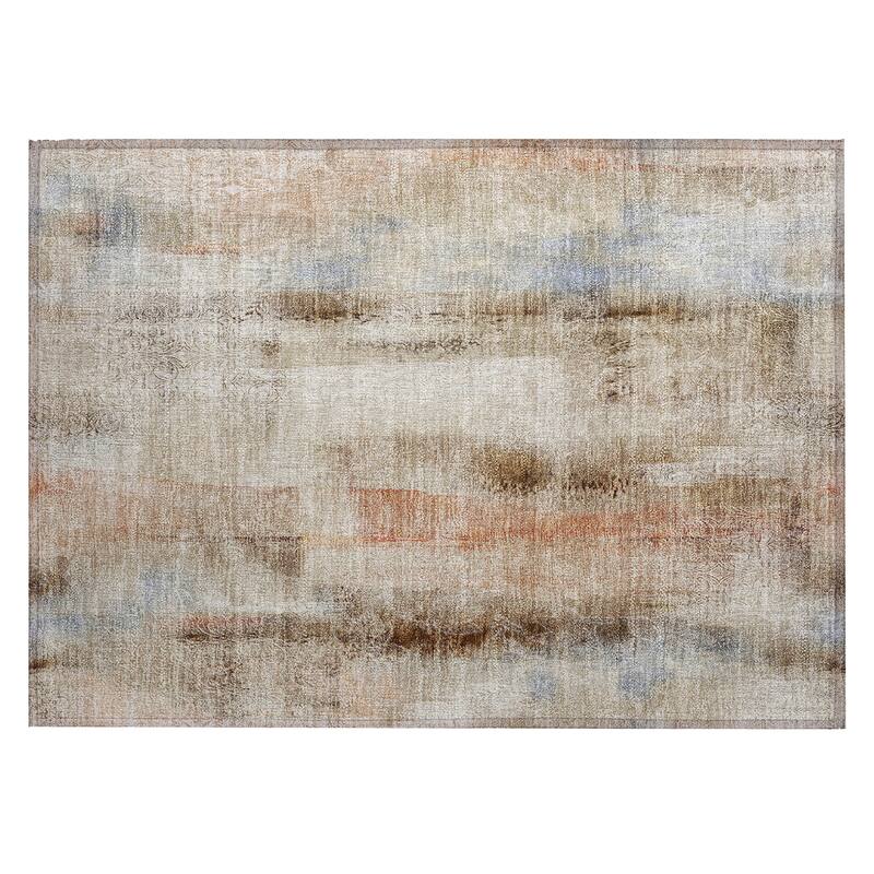 Machine Washable Indoor/ Outdoor Modern Imprints Chantille Rug