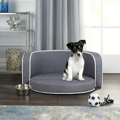 Round Pet Sofa Dog sofa Cat Bed With Linen Goods - 29.7* 28.1*12.5INCH