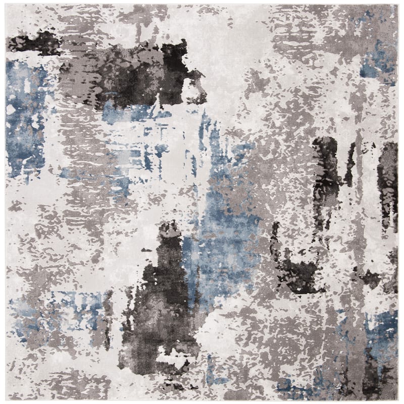 SAFAVIEH Craft Quarta Modern Abstract Rug - 4' Square - Grey/Blue