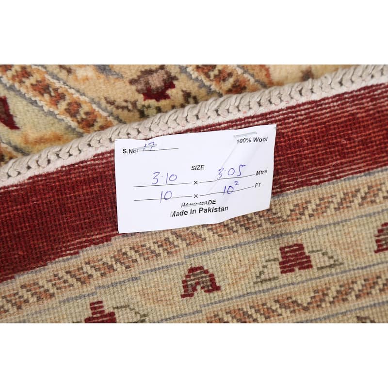Wool/ Silk Vegetable Dye Oriental Tabriz Mahi Area Rug Handmade Carpet - 10'0" x 10'2" Round