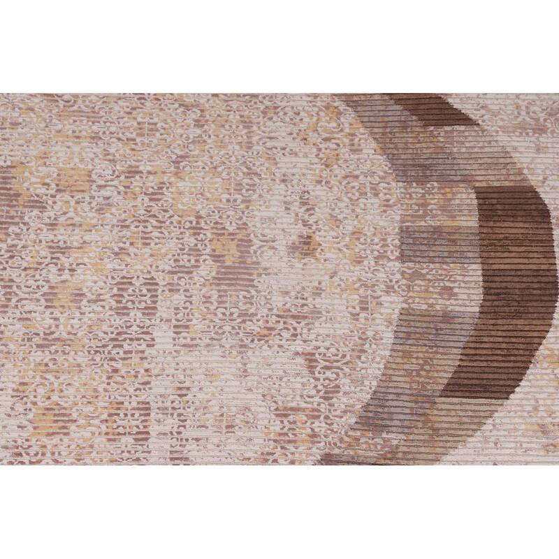 Striped Abstract Modern Area Rug Hand-Knotted Wool Carpet - 5'8" x 7'10"