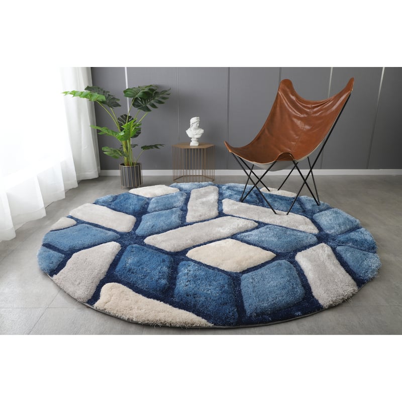 Mateos Shag Collection Blue Area Rug
