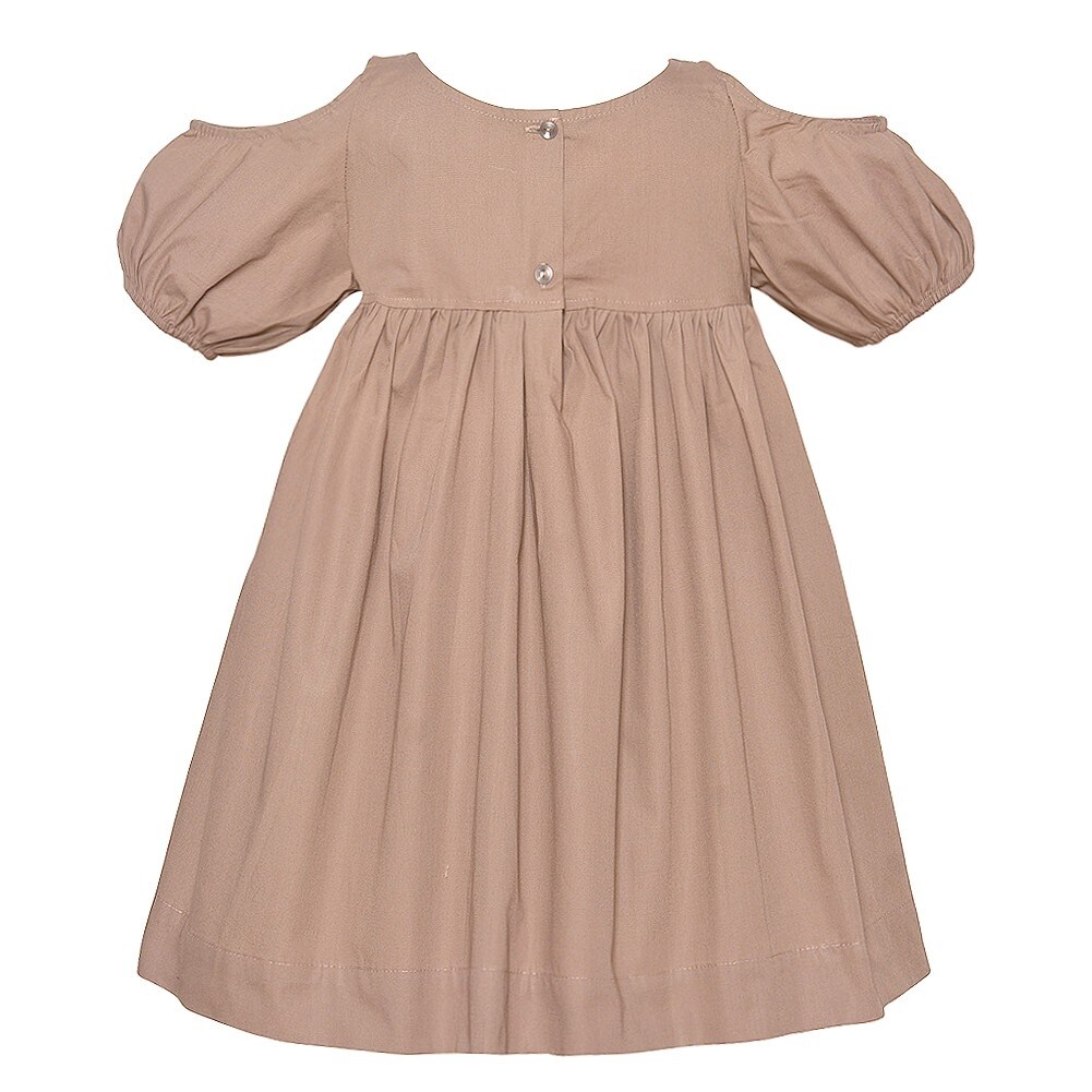 Shop Lele For Kids Girls Khaki Cold Shoulder Puff Sleeve Gathered