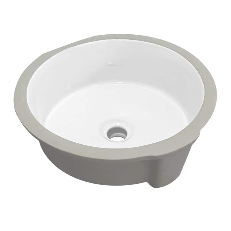 Marseille Circular Ceramic Undermount Bathroom Sink with Overflow - 15.4"L x 15.4"W
