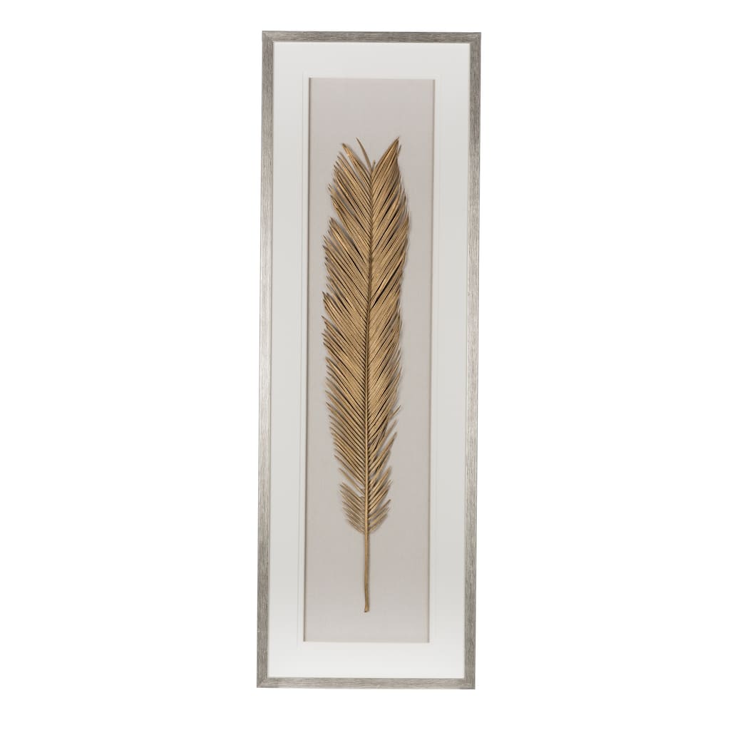 16" x 47" Gold Leaf Framed Wall Art, Wall Decor for Living Room Dining Room Office Bedroom - Chalk/Gold