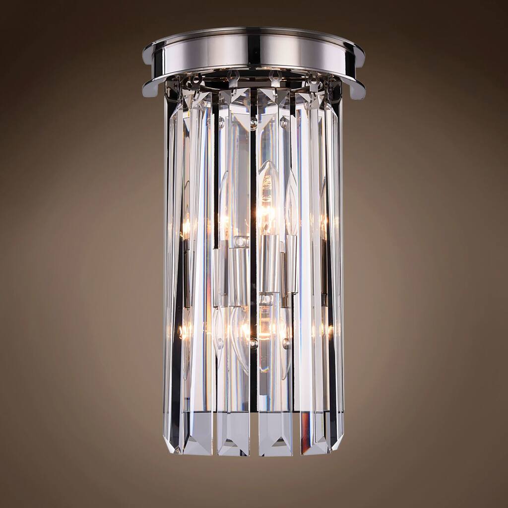 Clear Crystal Prism 2 Light 8" Polished Nickel Wall Sconce & Led - 14.00