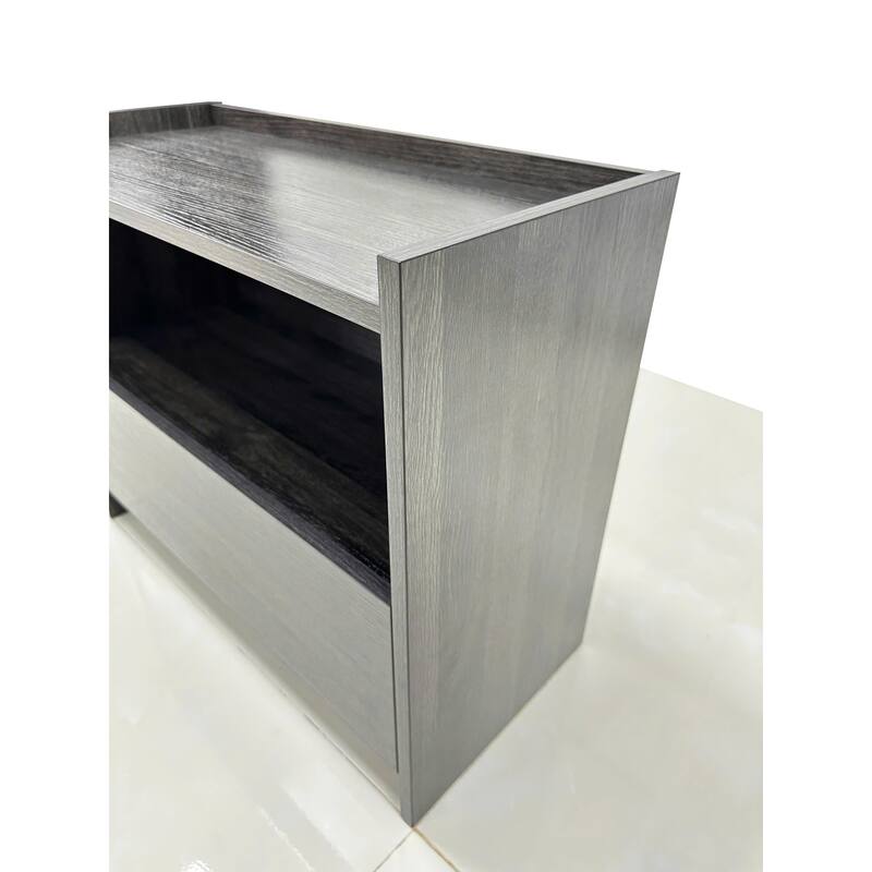 Compact Dark Gray Nightstand with Smooth-Glide Drawer