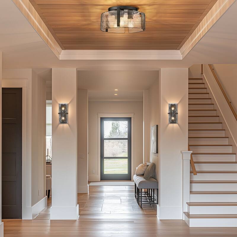 Golden Lighting Aenon 3-light Flush Mount in Matte Black