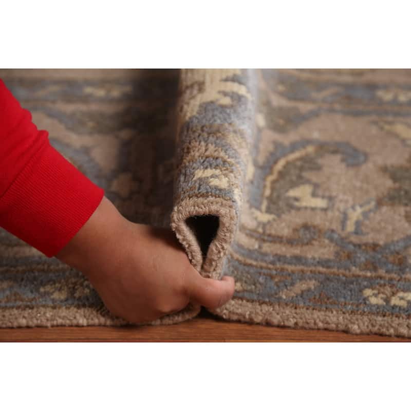 Grey Floral Oushak Indian Area Rug Handmade Wool Carpet - 9'1" x 12'0"