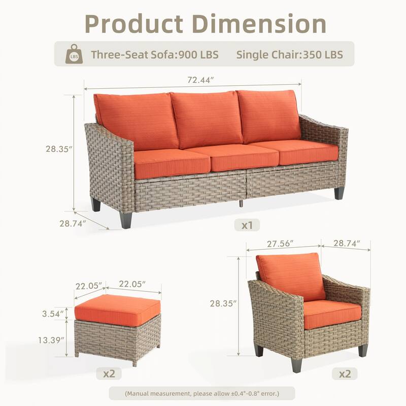 ​​OVIOS 5-Piece Outdoor Wicker Set With Ottoman