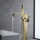 preview thumbnail 3 of 10, 34.6"H Solid Brass Freestanding Waterfall Tub Filler with Handheld Shower
