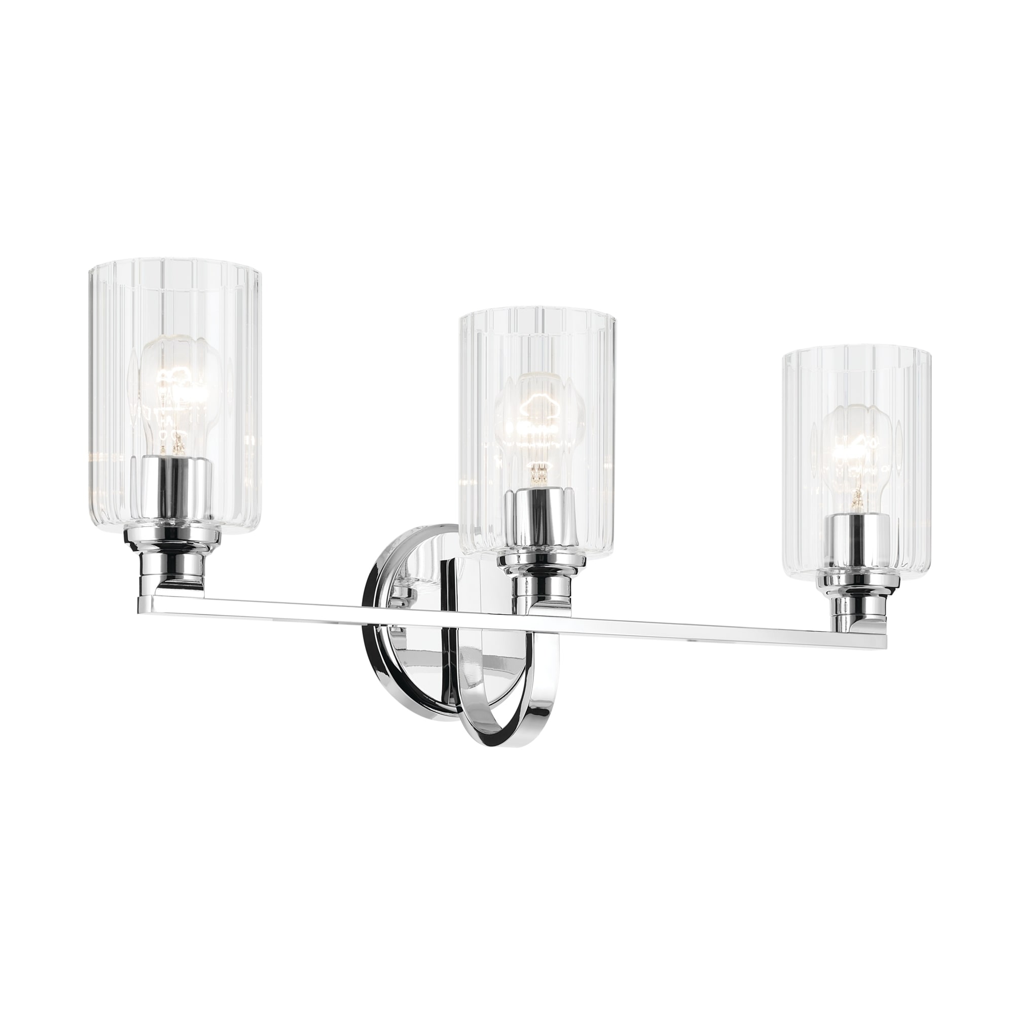Kichler Lighting Gioe 24.25" 3-Light Vanity Light with Clear Fluted Glass in Chrome