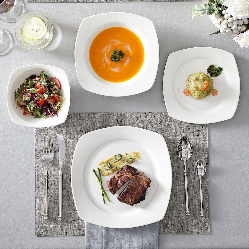 MALACASA 16-Piece New Bone China Dinnerware Set, Service for 4