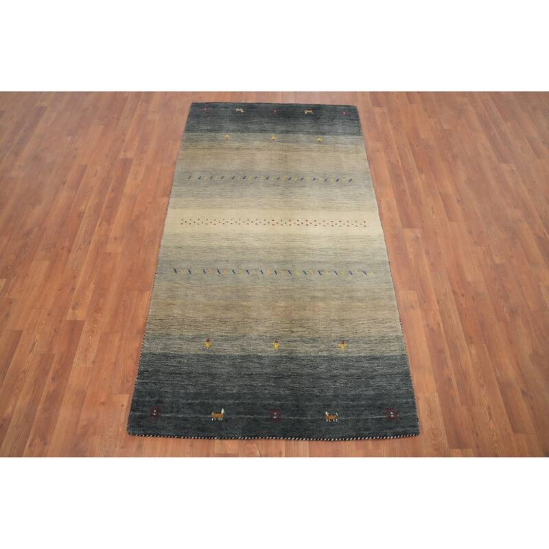 Hand Knotted Oriental 100% Wool Carpet Tribal Animal Pictorial Beige & Ivories Gabbeh Area Rug - 6' 5'' X 3' 6''