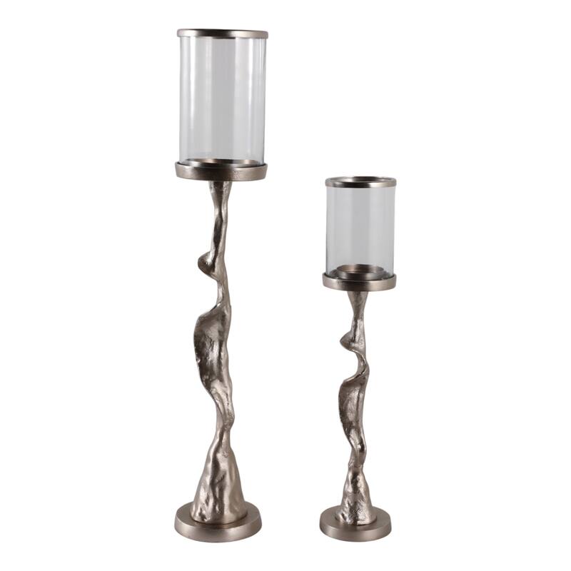 Metal Candle Holder Tabletop Sculptural Base (Set of 2) - 30" Silver - 29.5"