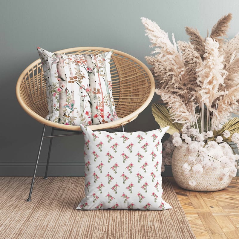Whispering Woods Faux Suede Reversible Throw Pillow Pink and Green