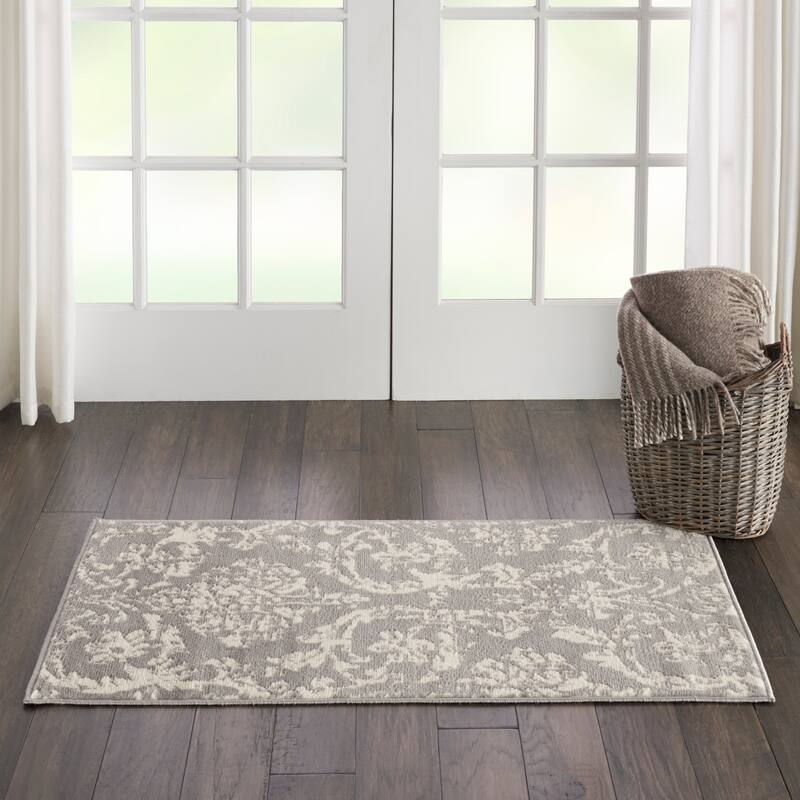 Nourison Jubilant Vintage Farmhouse Damask Area Rug - 2' x 4' - Grey