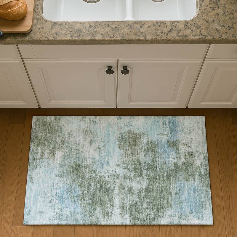 Premium Washable Super Soft Abstract Casual Mayfield Rug - Sage - 1'8" x 2'6"