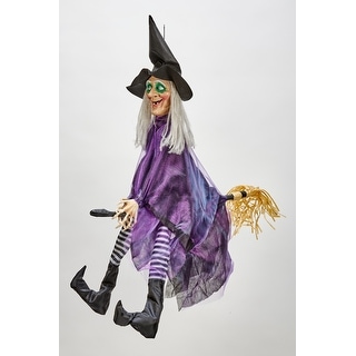 36" Animated Hanging Witch w/ Kicking Legs