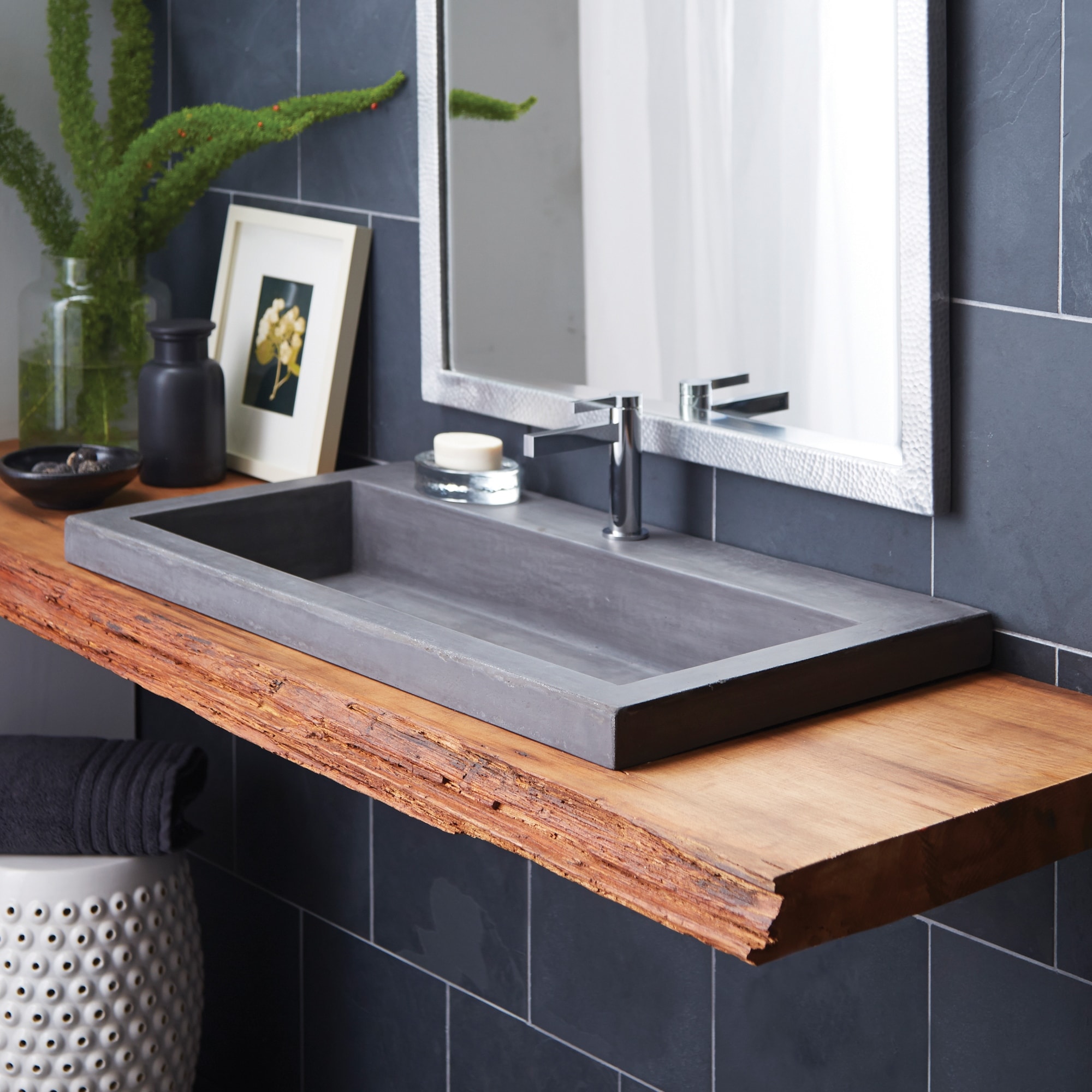 36" nativestone trough drop-in rectangular bathroom sink - 36" x