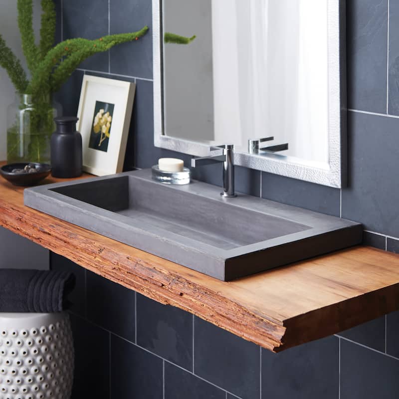 36" NativeStone Trough Drop-in Rectangular Bathroom Sink - 36" x 19" x 5"