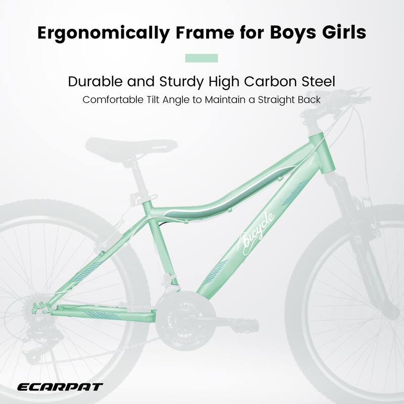 Mountain Bike - High-Density Carbon Steel Frame, 21 Speed, Front Suspension, Dual V-Brakes, 80% Pre-Assembled, Unisex - 26