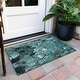 preview thumbnail 126 of 135, Machine Washable Indoor/ Outdoor Modern Floral Chantille Rug 1'8" x 2'6" - Teal