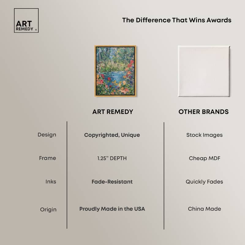 Art Remedy Serene Escape Framed Impressionism 1 Piece Canvas Wall Art /Monet And Van Gogh Inspired Art