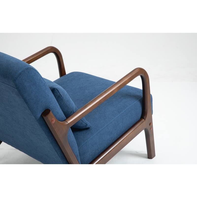 Upholstered Accent Chair with Lumbar Pillow, Living Room Chairs with Solid Wood Frame, Lounge Reading Armchair