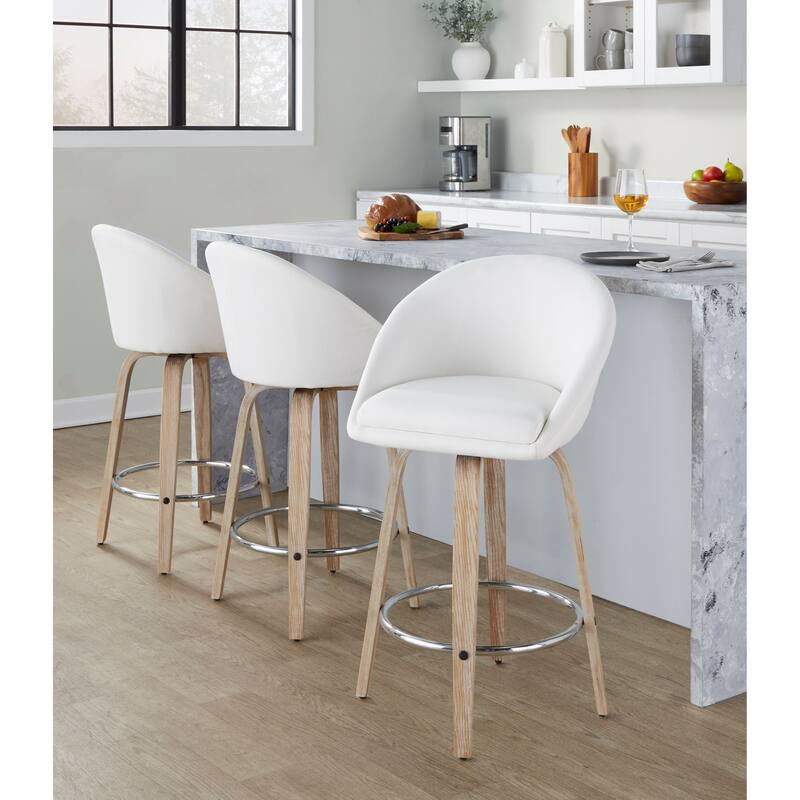 Carson Carrington Livesey High Back 26" Fixed-Height Counter Stool with Bent Wood Legs & Round Footrest (Set of 2)