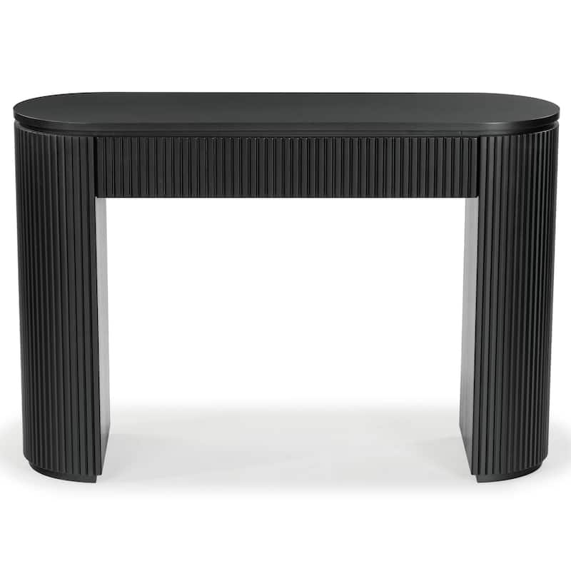 SAFAVIEH Couture Rikki Fluted 1 Drawer Wood Console Table - 48"W x 15"D x 32"H - Black