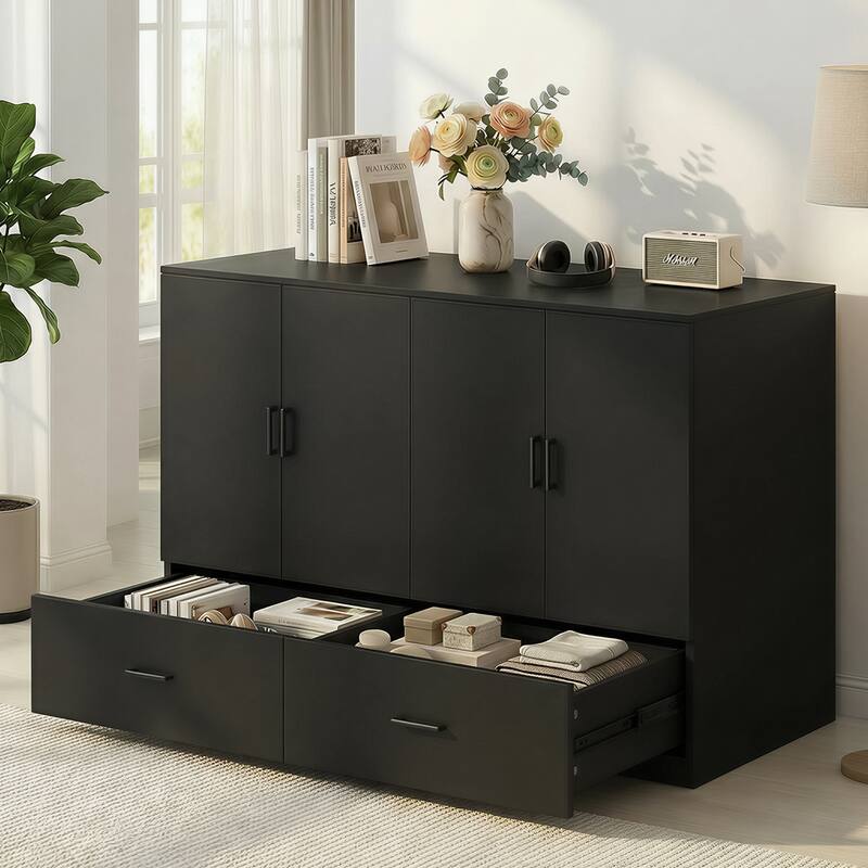 Mixoy Smart RGB LED Murphy Bed,Space Saving Cabinet Bed with Storage