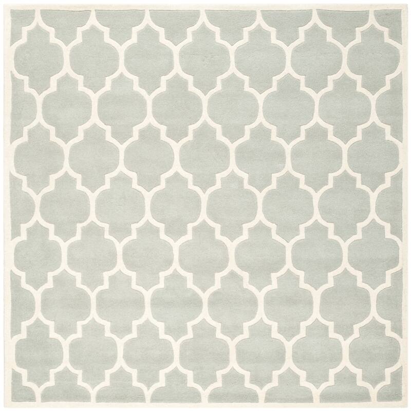 SAFAVIEH Handmade Chatham Antoanela Modern Moroccan Wool Rug - 5' Square - Grey/Ivory