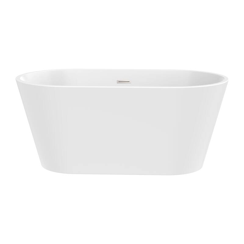 Vanity Art 54" Non-Slip Acrylic Freestanding Soaking Bathtub with Slotted Overflow & Pop-up Drain