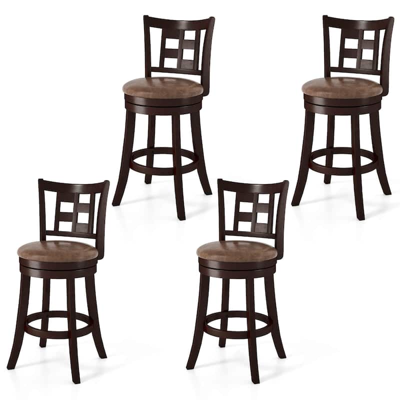 2/4PCS Swivel Bar Chairs with Footrest Counter Height Bar Stools - Set of 4 - Coffee & Brown